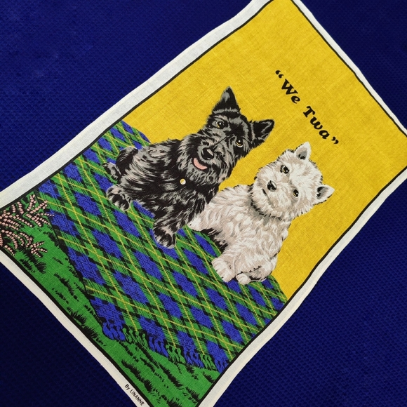 Vintage Scottish tea towel "Scottish Terriers. We Twa". Company: LINANNE. - Picture 3 of 7
